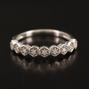 Vintage 10k .12 ctw Diamond Geometric Band